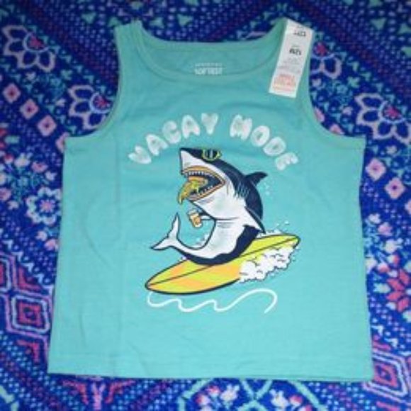 jumping beans Other - JUMPING BEANS baby boy shark tank top shirt, VACAY MODE, 12 month k-323